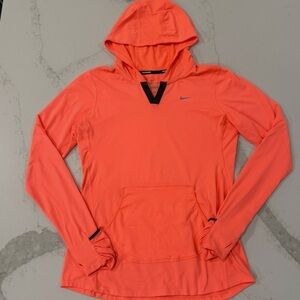 Nike Vibrant Salmon Dry Fit Running Long Sleeve Hooded Top